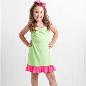 Ruffle Girl Lime & Pink Tie String Dress